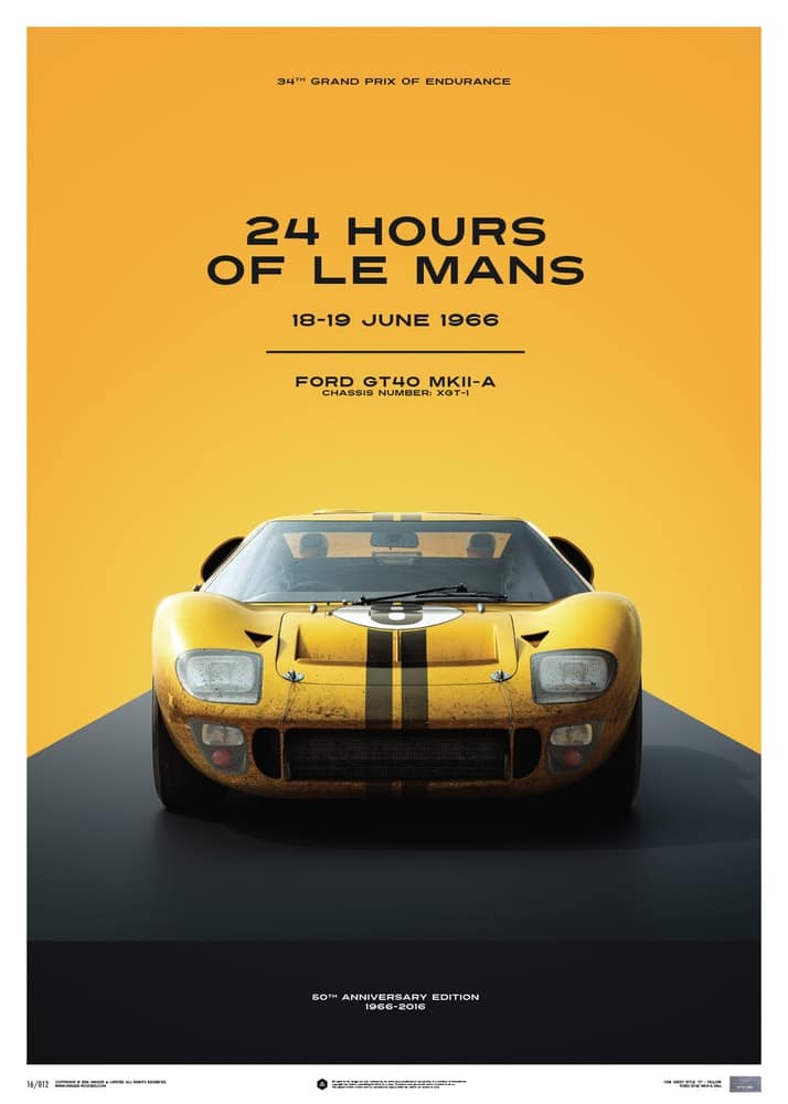 Ford GT40 – Yellow – 24h Le Mans – 1966 – Limited Poster
