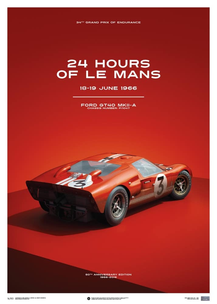 Ford GT40 – Dan Gurney – Red – 24h Le Mans – 1966 – Limited Poster